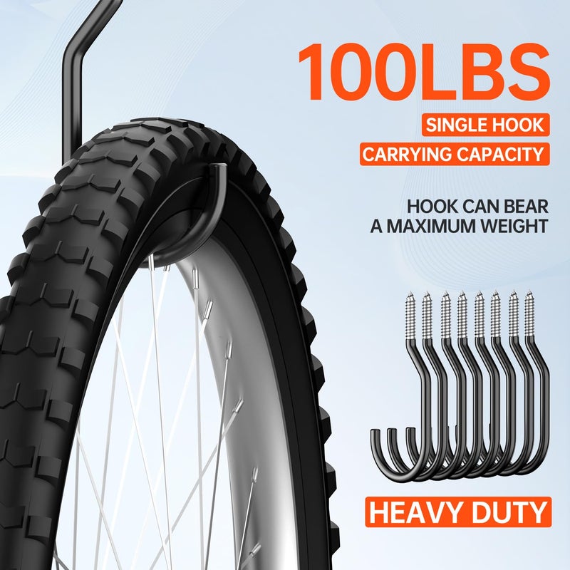 GURADESIGN 8-Pack Heavy Duty Bike Hook  Loading Capacity 100 LBS  6 inch  Bike Hooks for Garage Wall and Garage Ceiling - Image 5